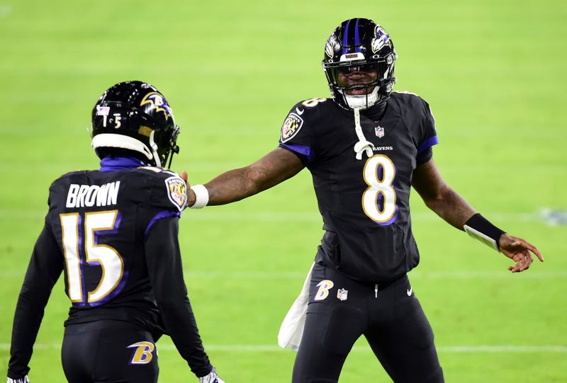 Lamar Jackson and Marquise Brown