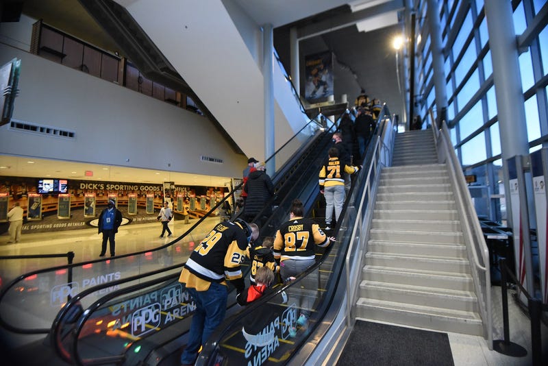 Fans arrive at a Penguins game