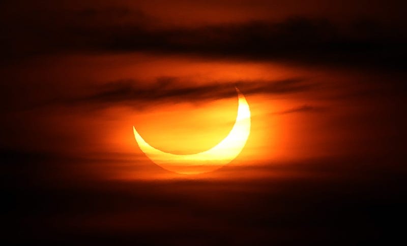 The partial solar eclipse over Putnam County on Thursday morning