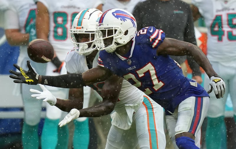 Miami Dolphins wide receiver DeVante Parker (11) makes a catch behind Buffalo Bills cornerback Tre'Davious White (27) during the second half at Hard Rock Stadium.