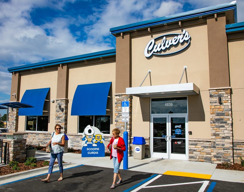 Culver's customers leave the restaurant