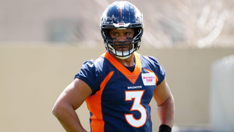 Russell Wilson in his Denver Broncos uniform wearing Number 3