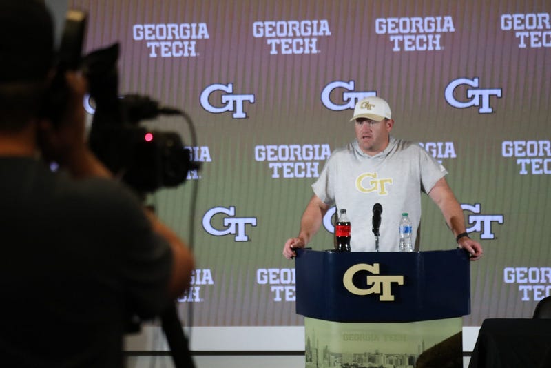 Georgia Tech interim head coach Brent Key talks about the 23-20 overtime victory over Duke on Oct. 8 at Bobby Dodd Stadium in Atlanta. Brentkeypresser2