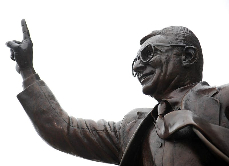 A view of the statue of former Penn State Nittany Lionis head coach Joe Paterno outside of Beaver Stadium.