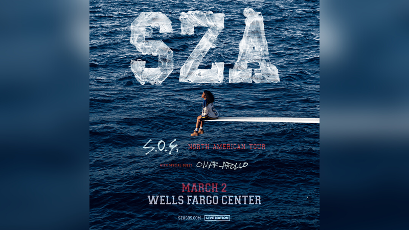 SZA - S.O.S. North American Tour with special guest Omar Apollo - March 2 - Wells Fargo Center