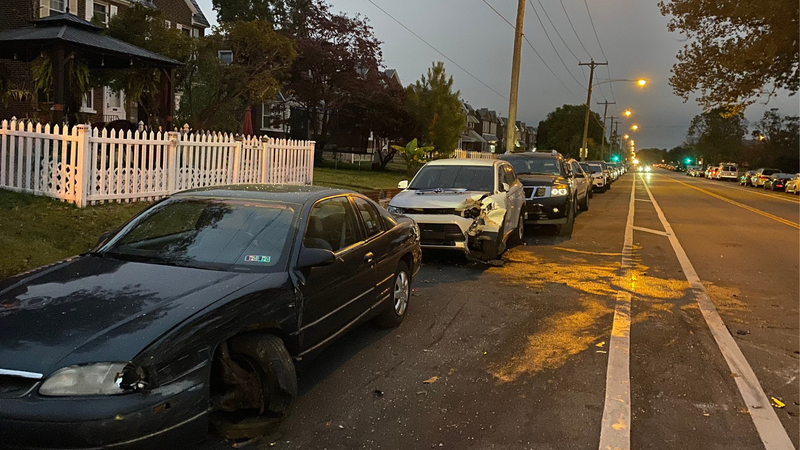 Car plows into several others parked in Northeast Philadelphia