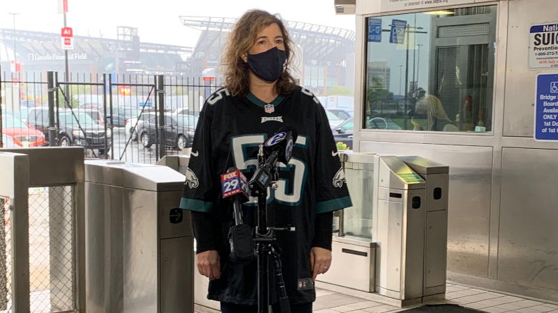 SEPTA General Manager Leslie Richards at a SEPTA station