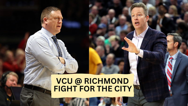 VCU head coach Mike Rhoades and Richmond head coach Chris Mooney
