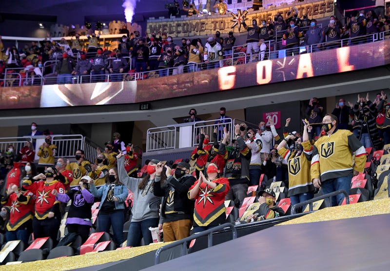 Fans cheer at a Vegas Golden Knights game