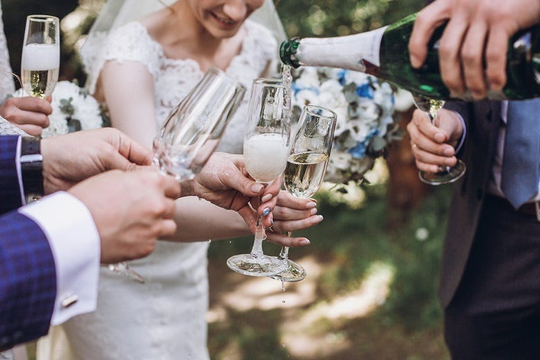 Champagne toast at wedding