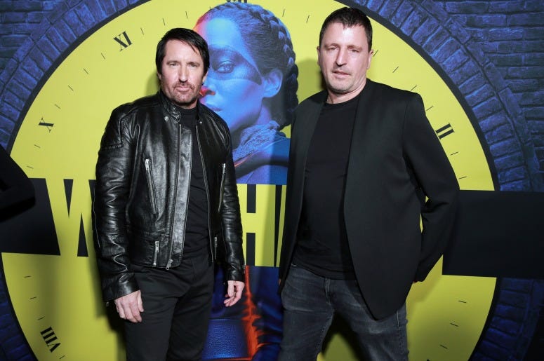 Trent Reznor and Atticus Ross attend the premiere of HBO's "Watchmen"