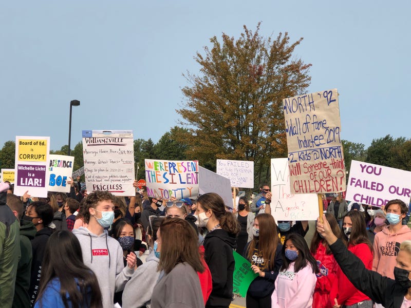 Williamsville Central School students protesting this week outside district offices on Casey Road.
