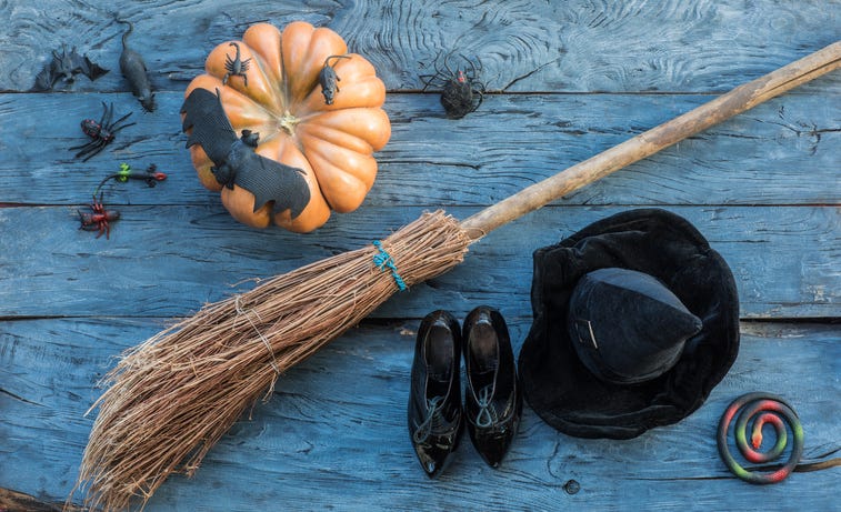 Witch's hat and broom