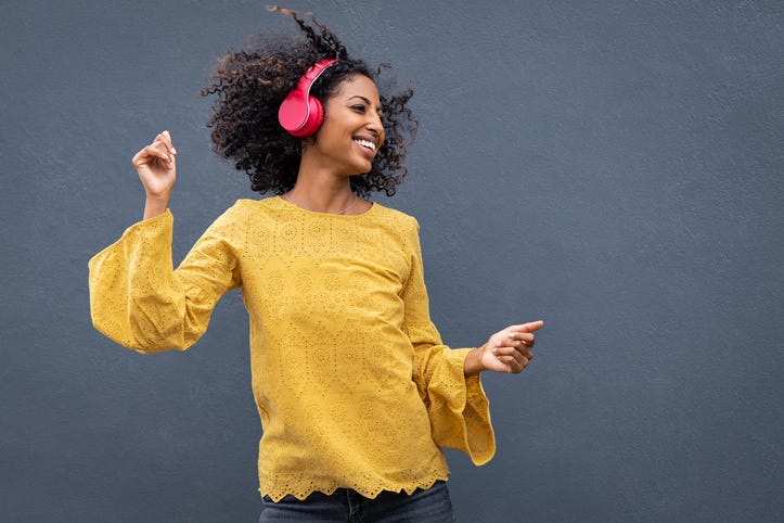 Woman wearing headphones