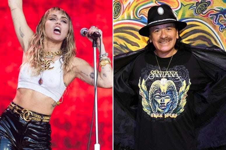 Miley Cyrus and Santana