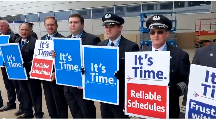 American Airlines pilots Protest At DFW Airport
