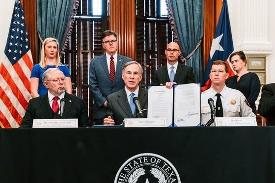 Texas Governor Greg Abbott Executive Order