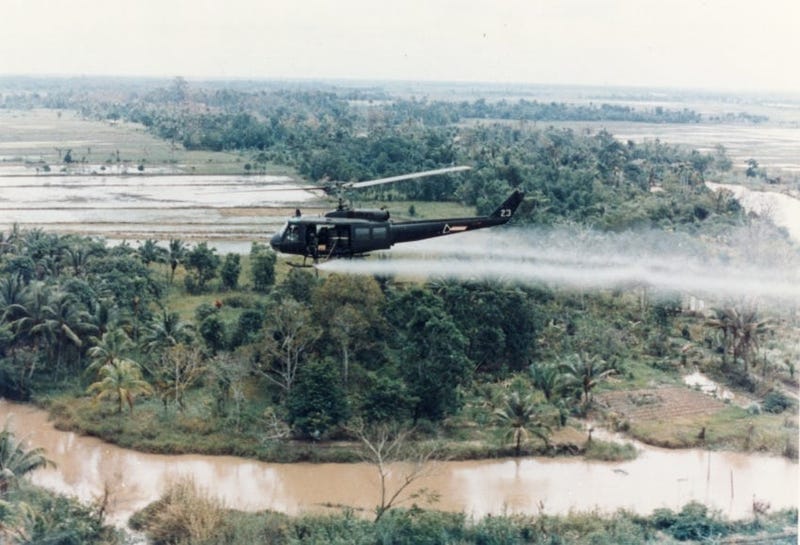 Huey Defoliation National Archives: 111-CC-59948, originally found in Box 1 Folder 9 of Admiral Elmo R. Zumwalt, Jr. Collection: Agent Orange