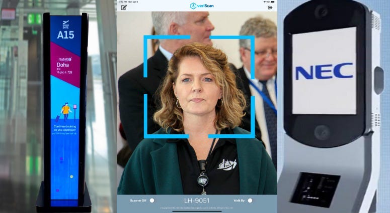 Facial recognition equipment that will be implemented at Philadelphia International Airport starting Monday.