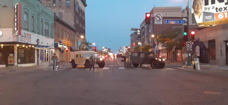 Military vehicles in uptown