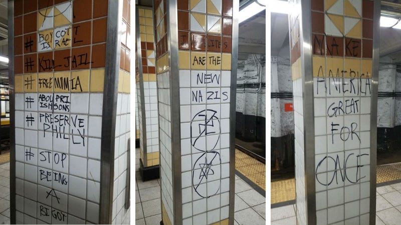 Anti-Israel graffiti was found at the Spring Garden SEPTA subway stop.