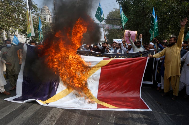 APTOPIX Pakistan France Protest