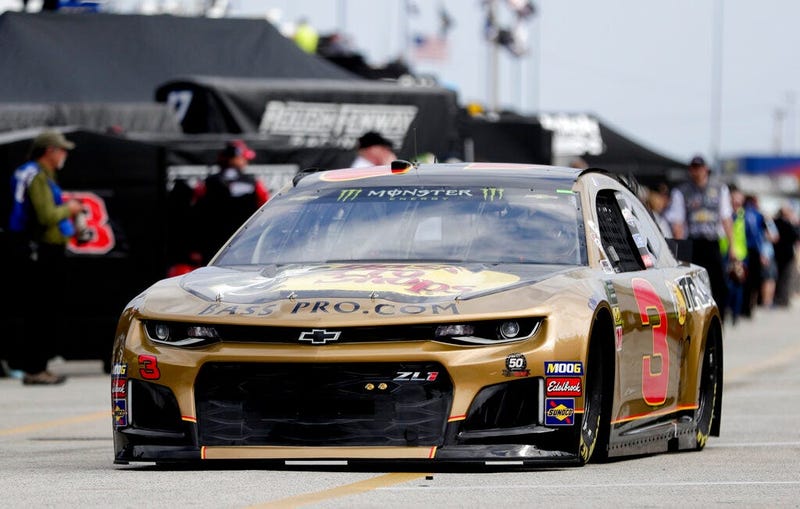 Austin Dillon (3) heads to the track from his garage during NASCAR auto race practice at Daytona International Speedway, Saturday, Feb. 9, 2019, in Daytona Beach, Fla.