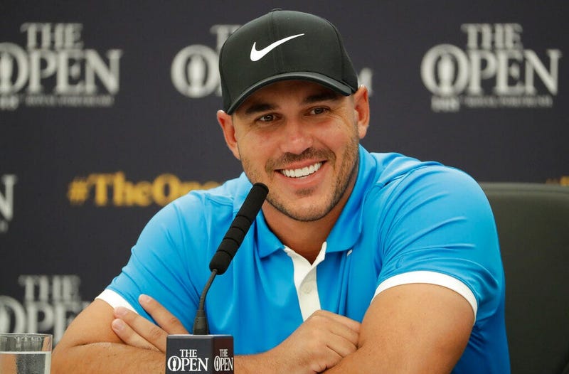 Brooks Koepka of the United States speaks at a press conference ahead of the start of the British Open golf championships Royal Port Rush in Northern Ireland, Tuesday, July 16, 2019. The British Open starts Thursday