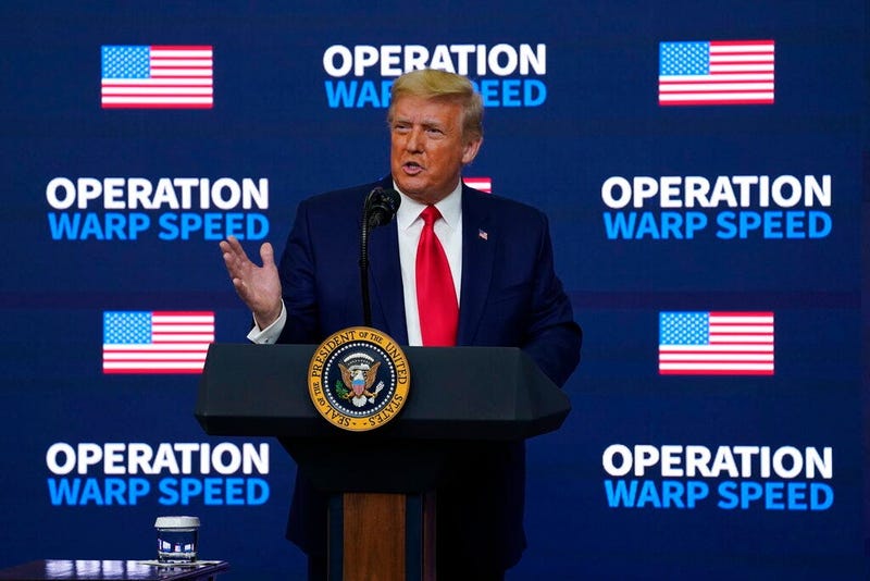 President Donald Trump speaks during an "Operation Warp Speed Vaccine Summit" on the White House complex, Tuesday, Dec. 8, 2020, in Washington. (AP Photo/Evan Vucci)