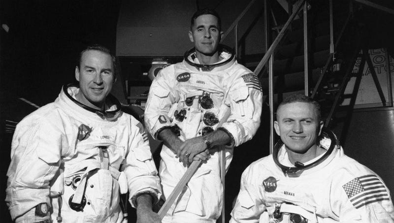 Apollo 8 astronauts, from left, James Lovell, command module pilot; William Anders, lunar module pilot; and Frank Borman, commander.