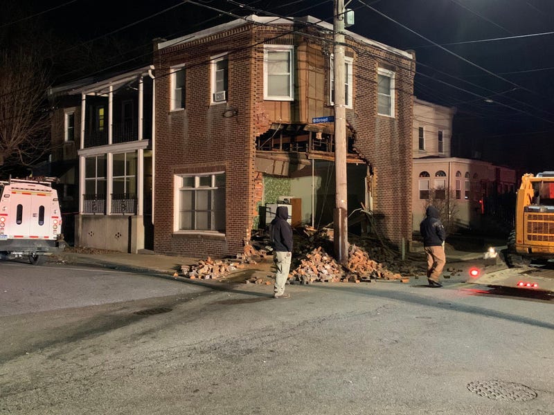 An SUV slammed into this building at the corner of Broad and Clifton streets in Collingdale.