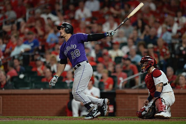 Rockies slugger Nolan Arenado launches a ball over the fence