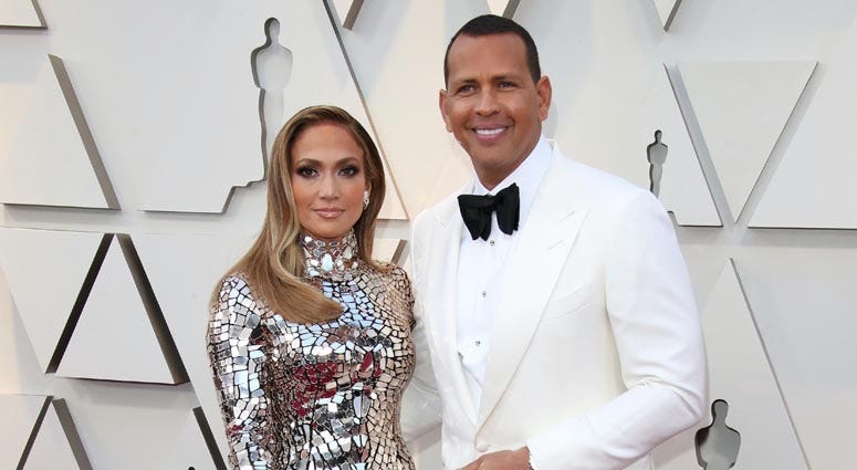 Alex Rodriguez, left, and Jennifer Lopez arrive at the 91st Academy Awards at the Dolby Theatre on Feb. 24, 2019. 