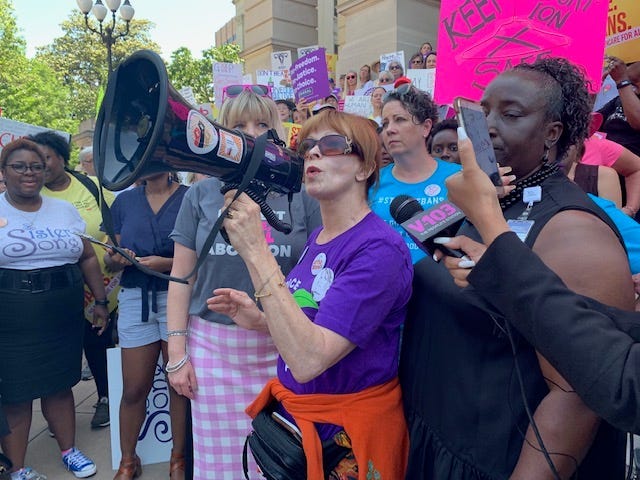 Actress Frances Fisher spoke to the Stop the Bans Protest at the Georgia State Capitol on May 21, 2019