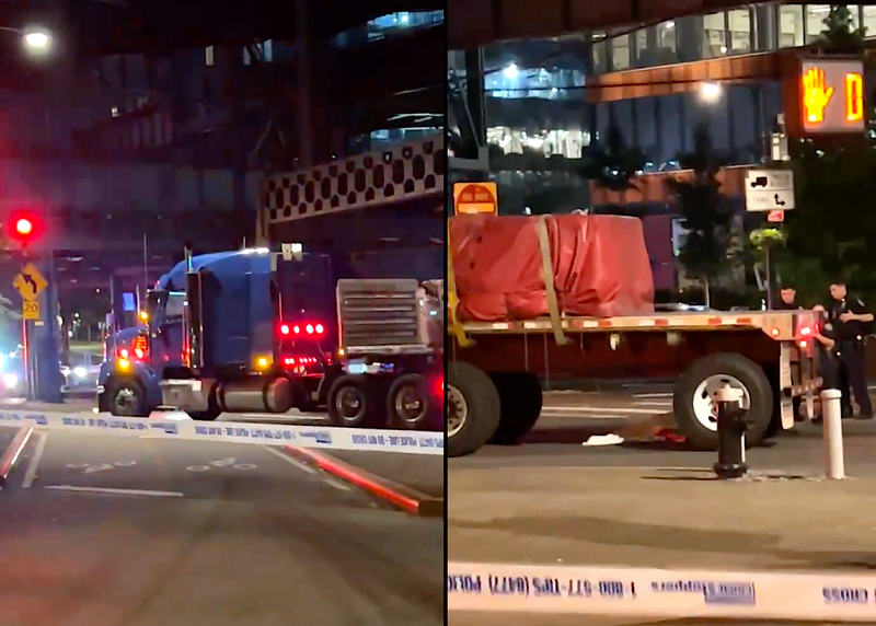 Two men in their 30s were killed when the ATV they were on crashed into a semi-truck in Long Island City early Friday morning