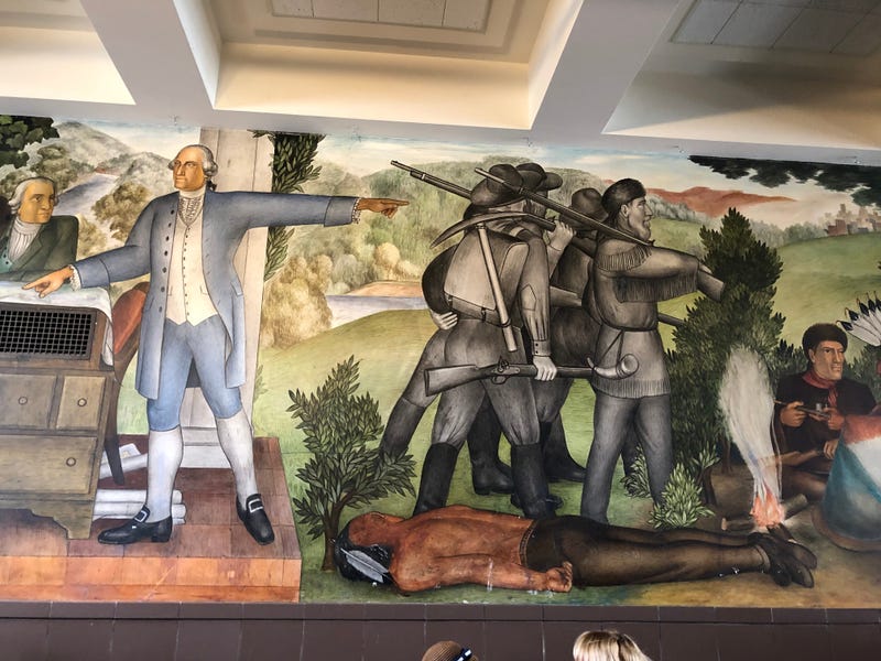 The "Life of Washington" mural in George Washington High School was available for the public to view on Aug. 1, 2019.