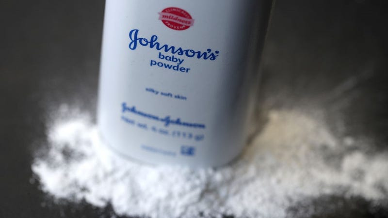 In this photo illustration, a container of Johnson's baby powder made by Johnson and Johnson sits on a table on July 13, 2018 in San Francisco, California.