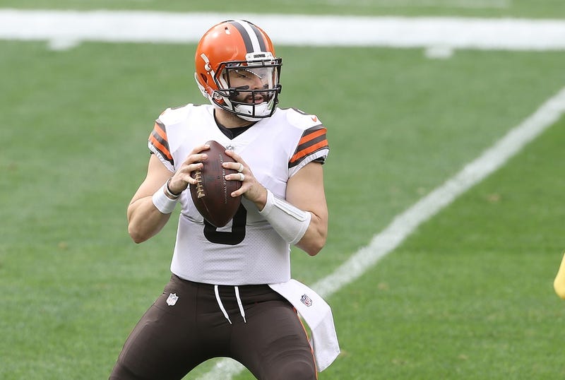Cleveland Browns quarterback Baker Mayfield drops back to pass against the Pittsburgh Steelers during the first quarter at Heinz Field.