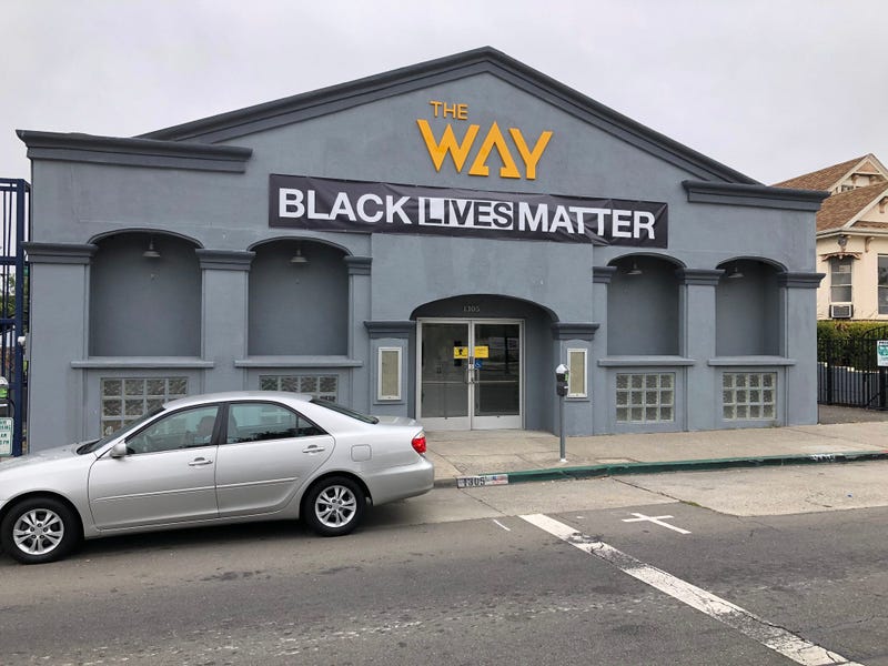 The front of the Way Christian Center in Berkeley with a new "Black Lives Matter" sign displayed.