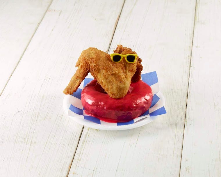 Big Red Chicken Bread wing with donut