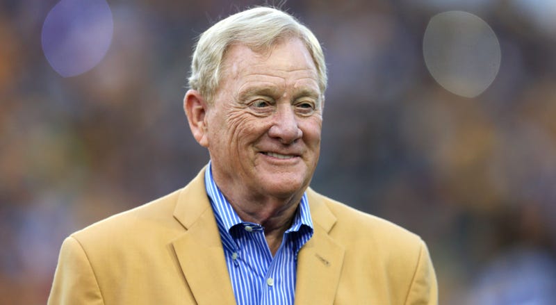 Aug 9, 2015; Canton, OH, USA; Bill Polian is introduced at the 2015 Hall of Fame game at Tom Benson Hall of Fame Stadium. Mandatory Credit: Andrew Weber-USA TODAY Sports