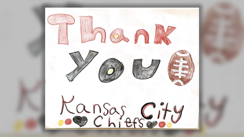 A child's thank you note to the Kansas City Chiefs