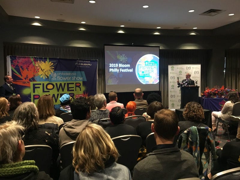 Jonathan Rivard announces the Bloom Philly contest winners.