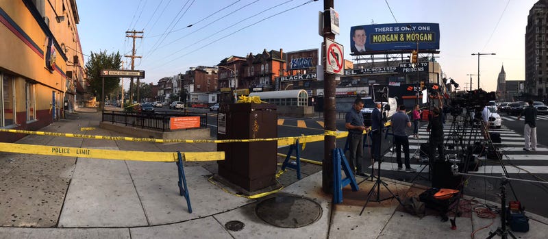 The scene Thursday morning at Broad Street and Erie Avenue, near the location of a tense police standoff with an armed gunman.