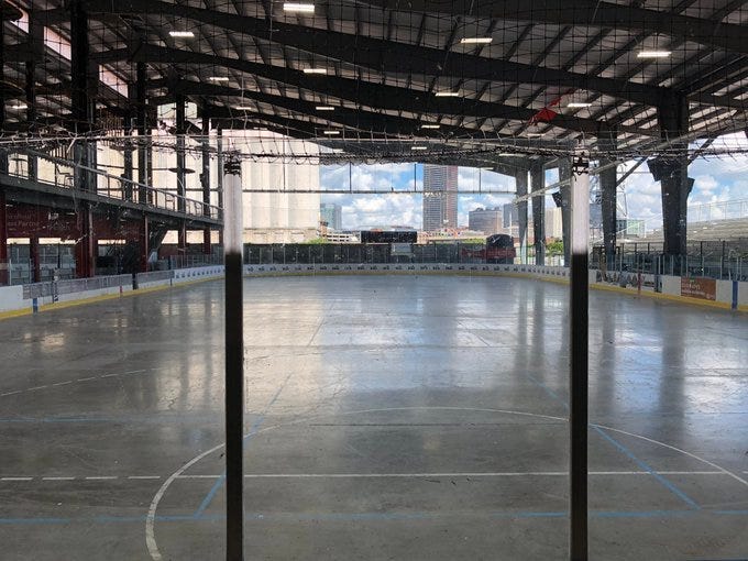 Hockey rink at Buffalo Riverworks. July 31, 2020 (WBEN Photo/Mike Baggerman)