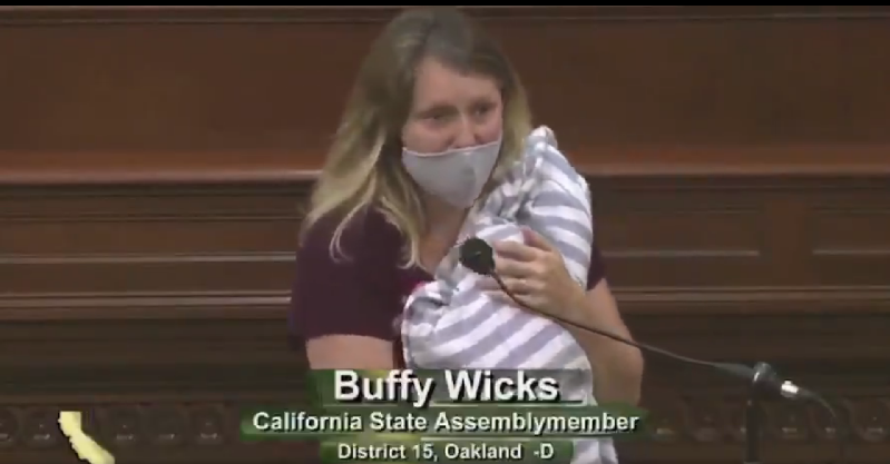 East Bay Assemblymember Buffy Wicks appears at Capitol with newborn daughter