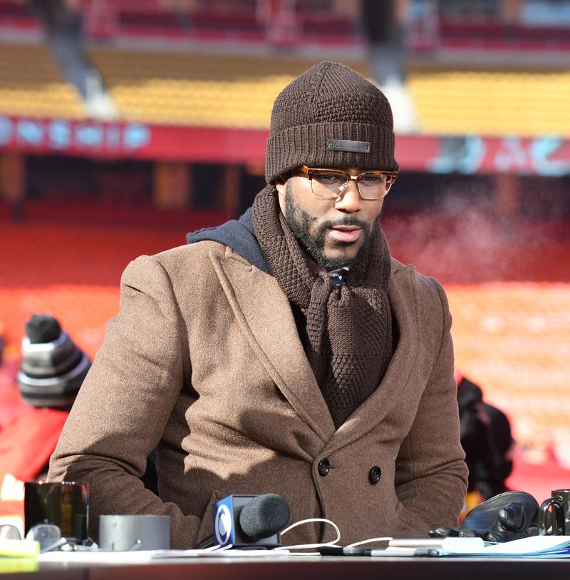 NFL Network and NFL on CBS analyst Nate Burleson on the set before the game between the Kansas City Chiefs and Tennessee Titans at Arrowhead Stadium.
