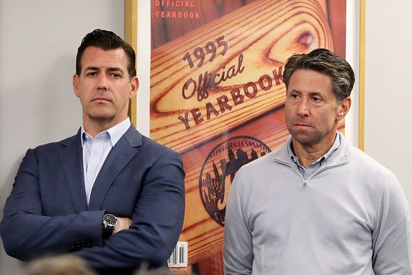 Mets GM Brodie Van Wagenen stands alongside team owner Jeff Wilpon.