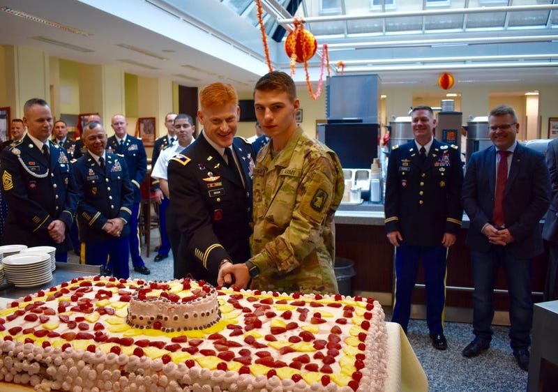 Brig. Gen. Christopher R. Norrie, commanding general of 7th Army Training Command, together with Col. John Broam, 12th Combat Aviation Brigade commander, and Col. Steven M. Pierce, commander of U.S. Army Garrison Ansbach, hosted local host nation dignitar