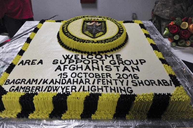 The Area Support Group - Afghanistan ceremony cake used to celebrate the establishment of the new group.